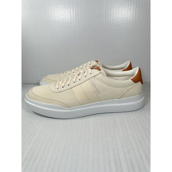 Size 10 Cole Haan Mens GrandPro Rally Canvas II Sneaker Ivory Tan White C38534 - Picture 3 of 8